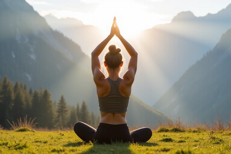 Person beim Yoga in der Natur
